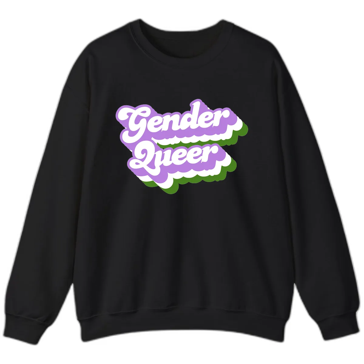 Gender Queer Pride Statement Sweatshirt in Black
