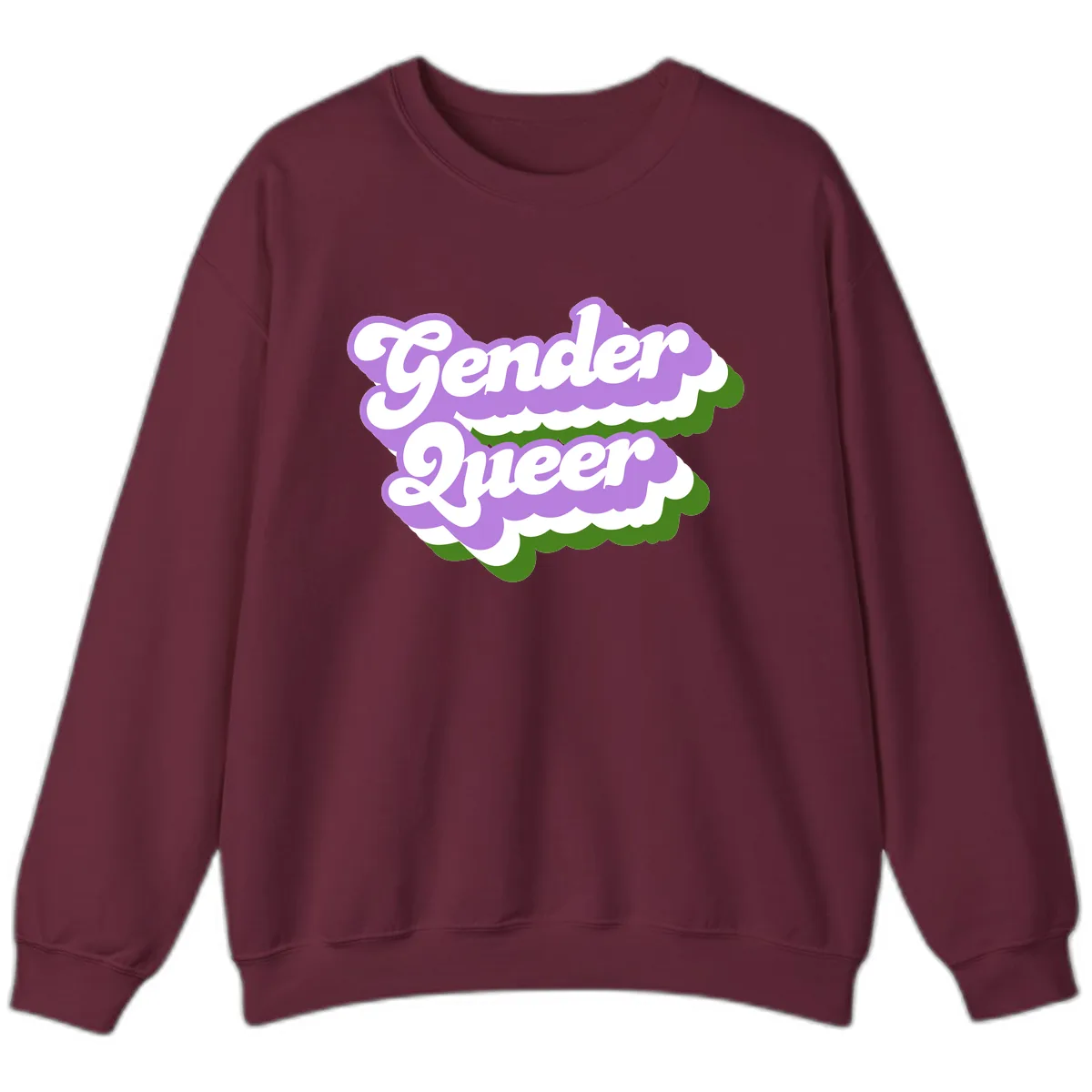 Gender Queer Pride Statement Sweatshirt in Maroon