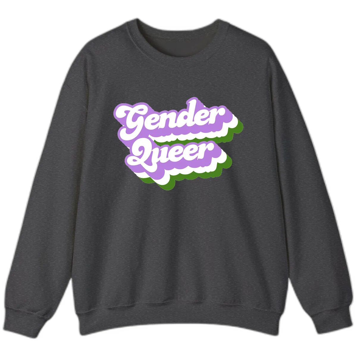 Gender Queer Pride Statement Sweatshirt in Dark Heather