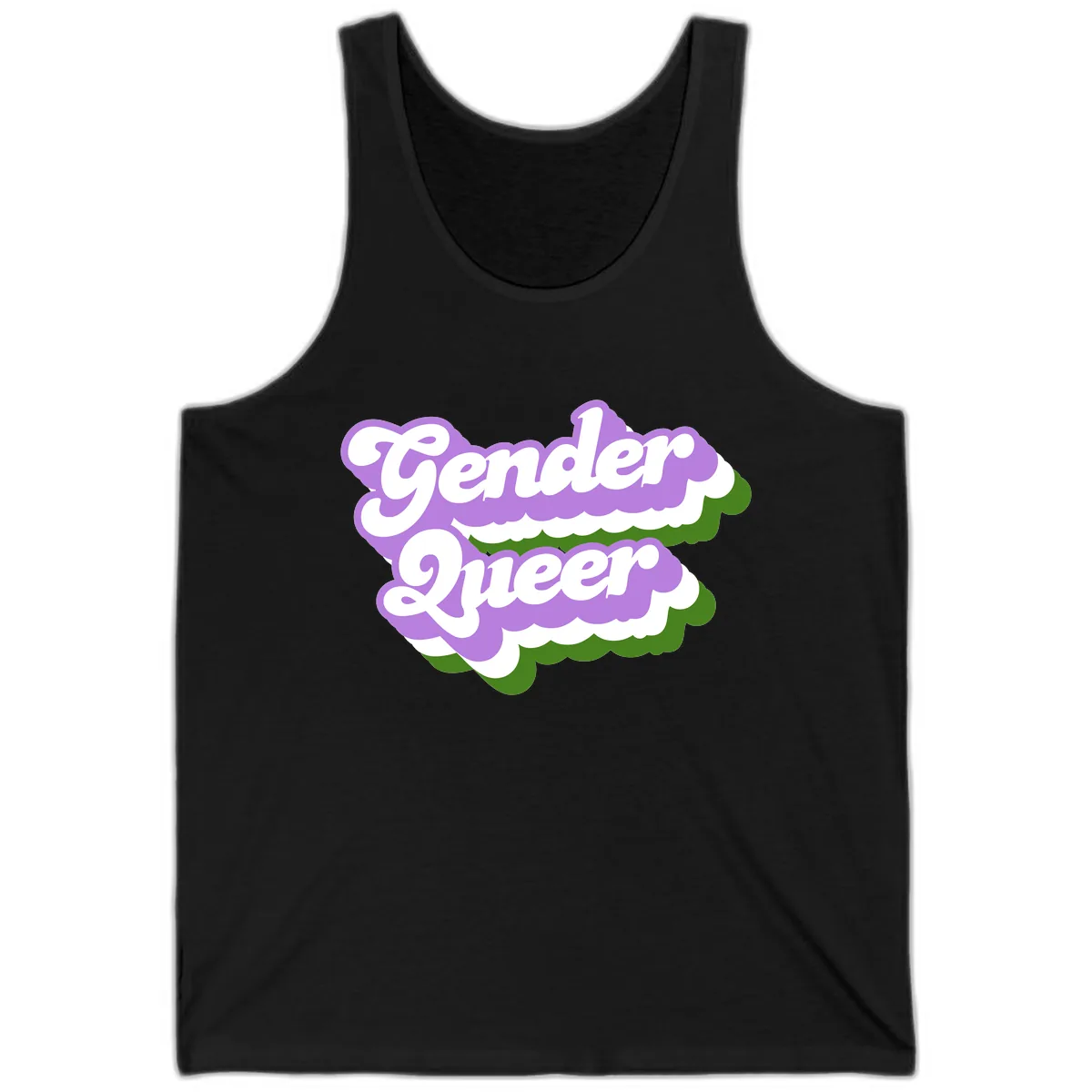 Gender Queer Pride Statement Tank in Black