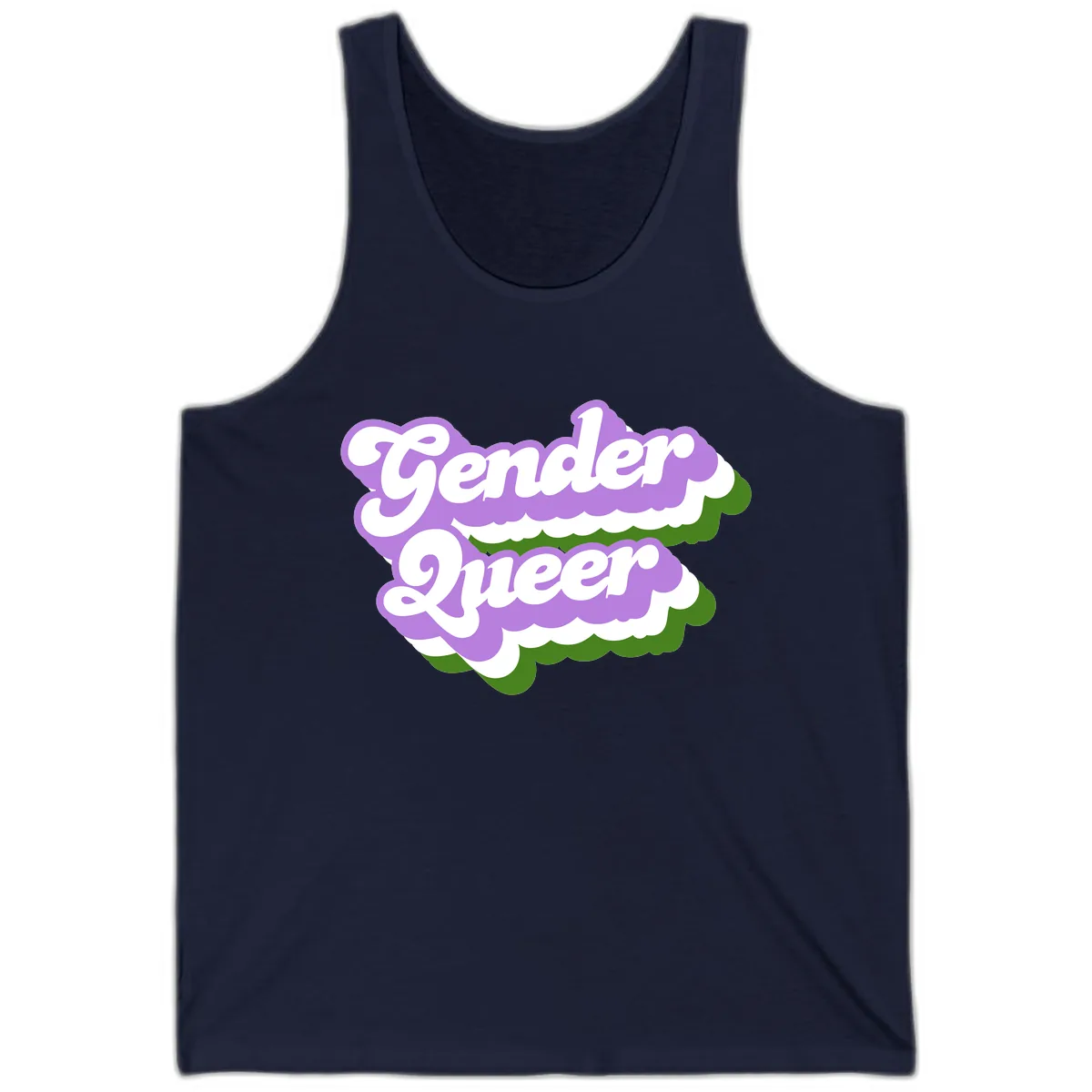 Gender Queer Pride Statement Tank in Navy