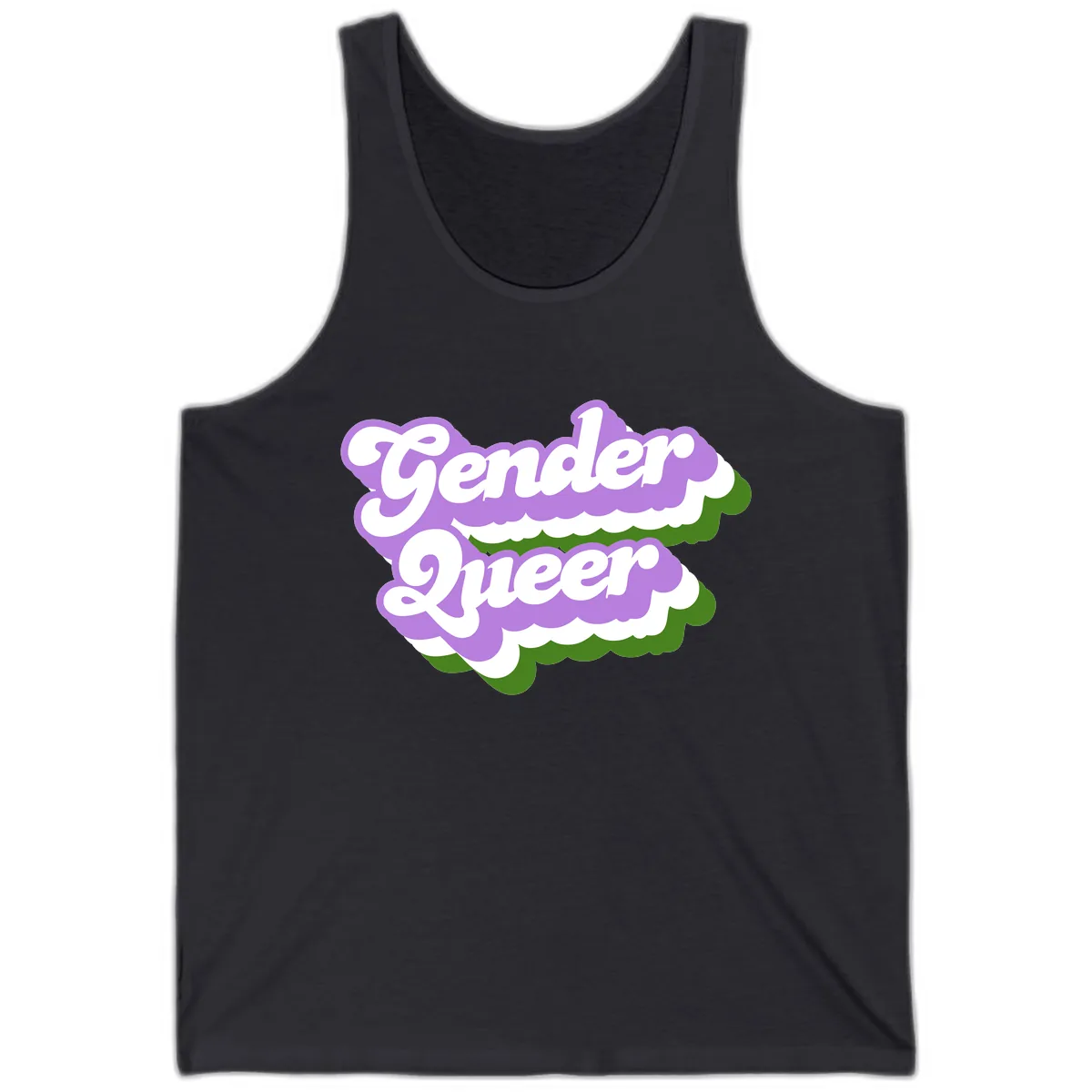 Gender Queer Pride Statement Tank in Dark Grey