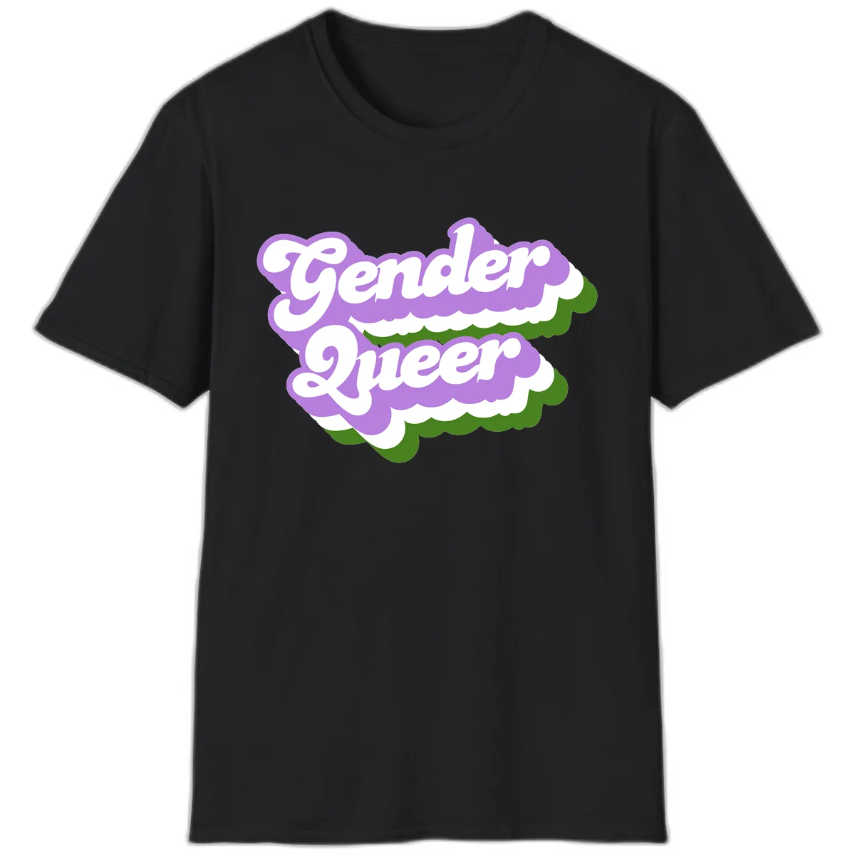 Gender Queer Pride Statement T-Shirt in Black