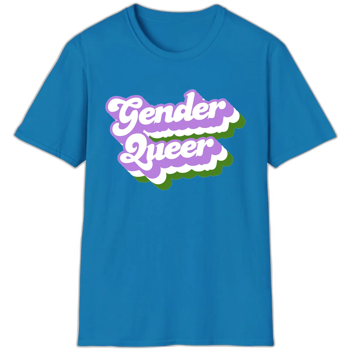 Gender Queer Pride Statement T-Shirt in Sapphire