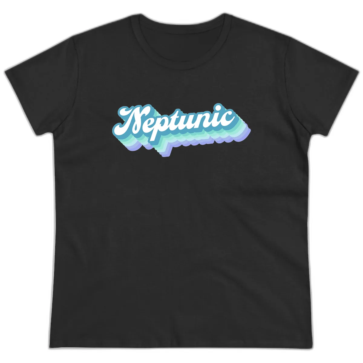 Neptune Cloud Typography Ladies Tee in Black