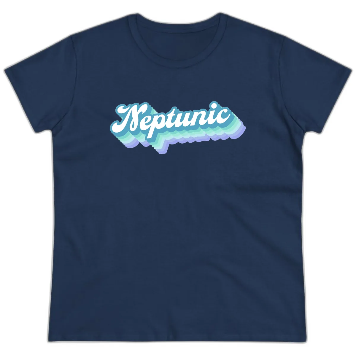 Neptune Cloud Typography Ladies Tee in Navy