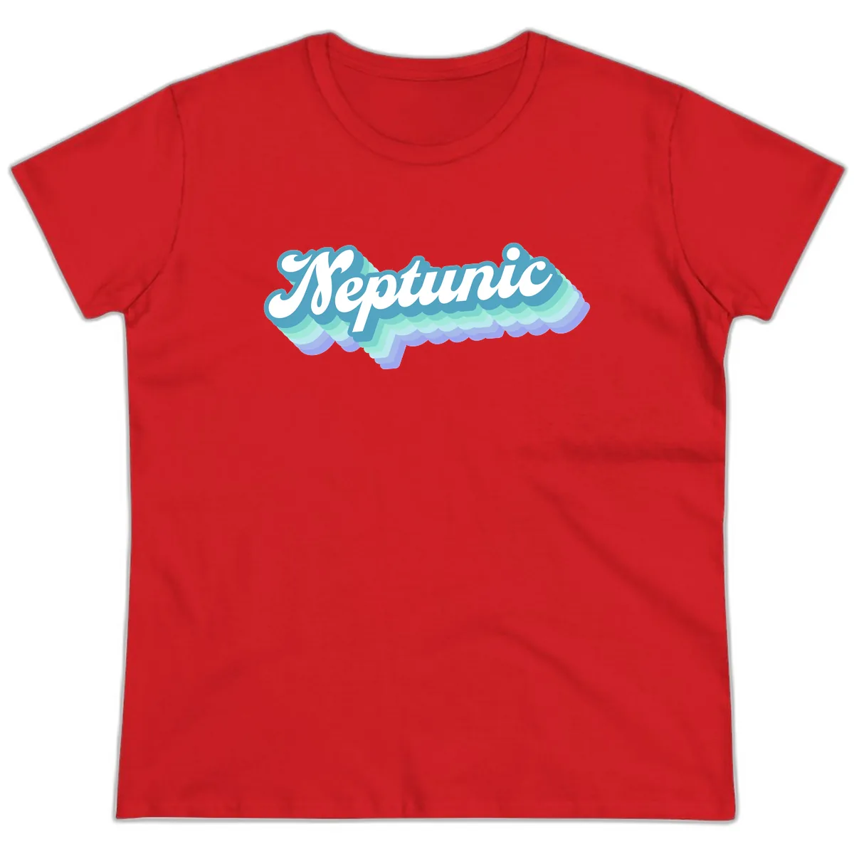 Neptune Cloud Typography Ladies Tee in Red