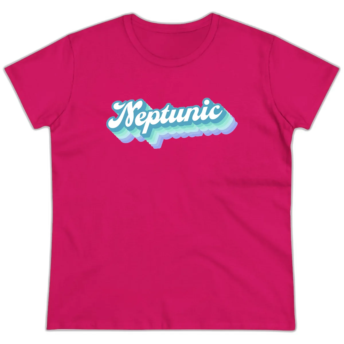 Neptune Cloud Typography Ladies Tee in Heliconia