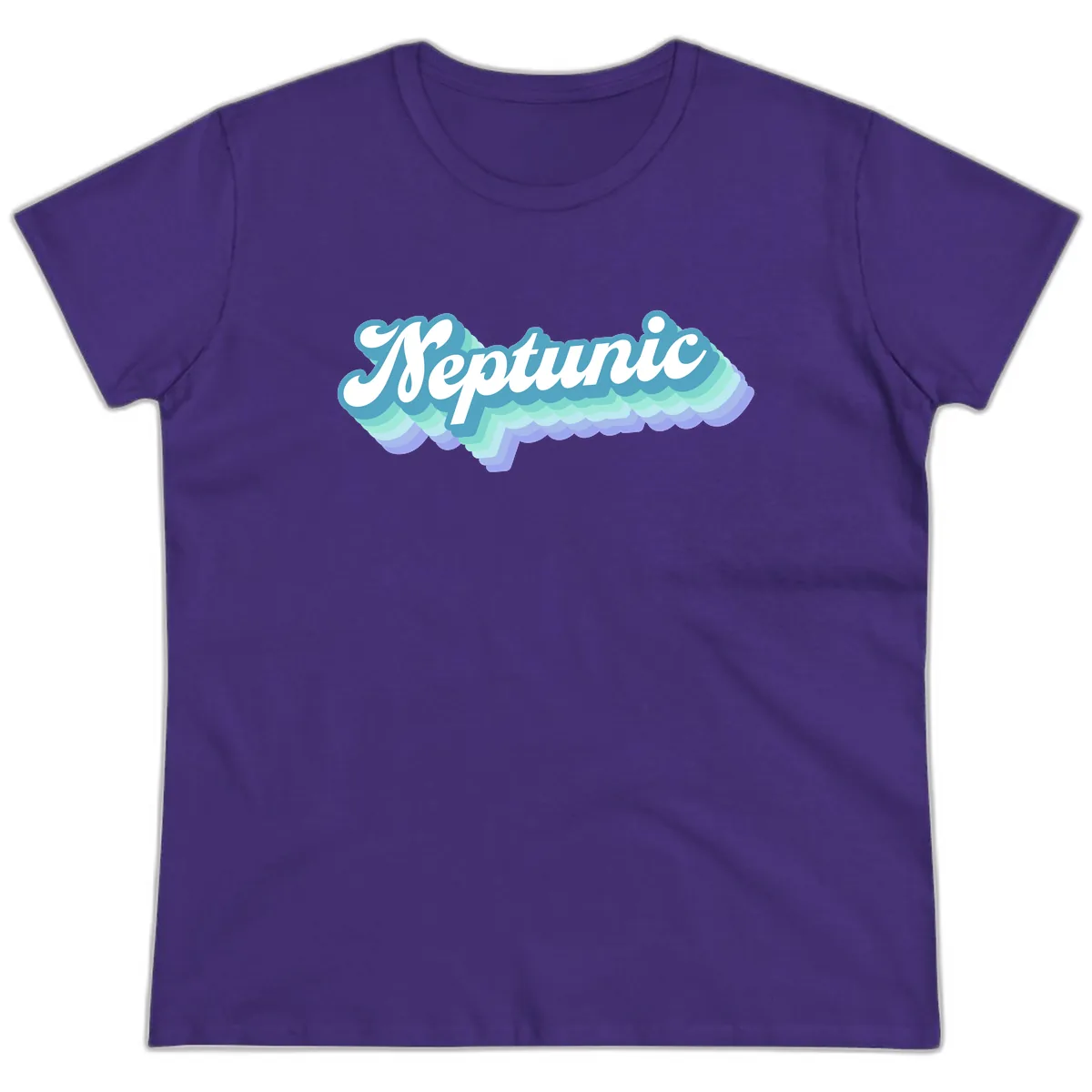 Neptune Cloud Typography Ladies Tee in Purple
