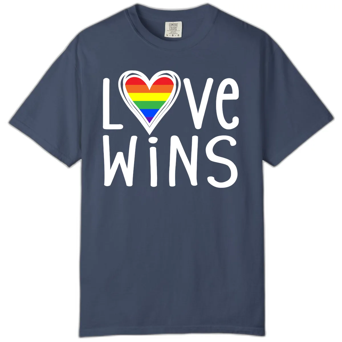 Love Wins Rainbow Heart Comfort Color in Midnight