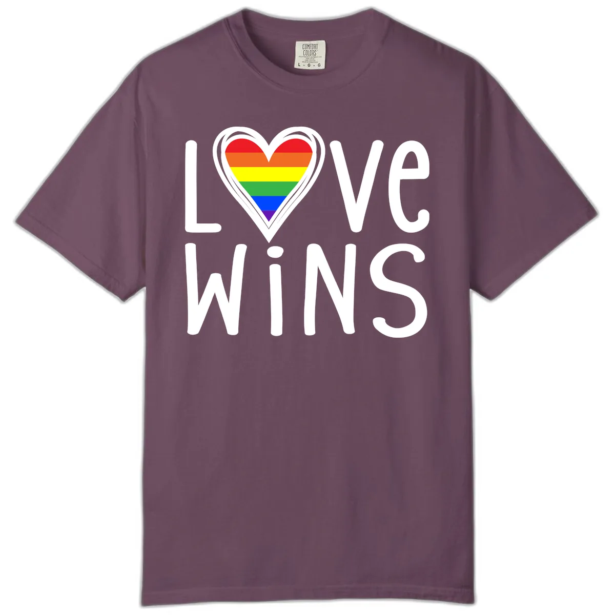 Love Wins Rainbow Heart Comfort Color in Berry