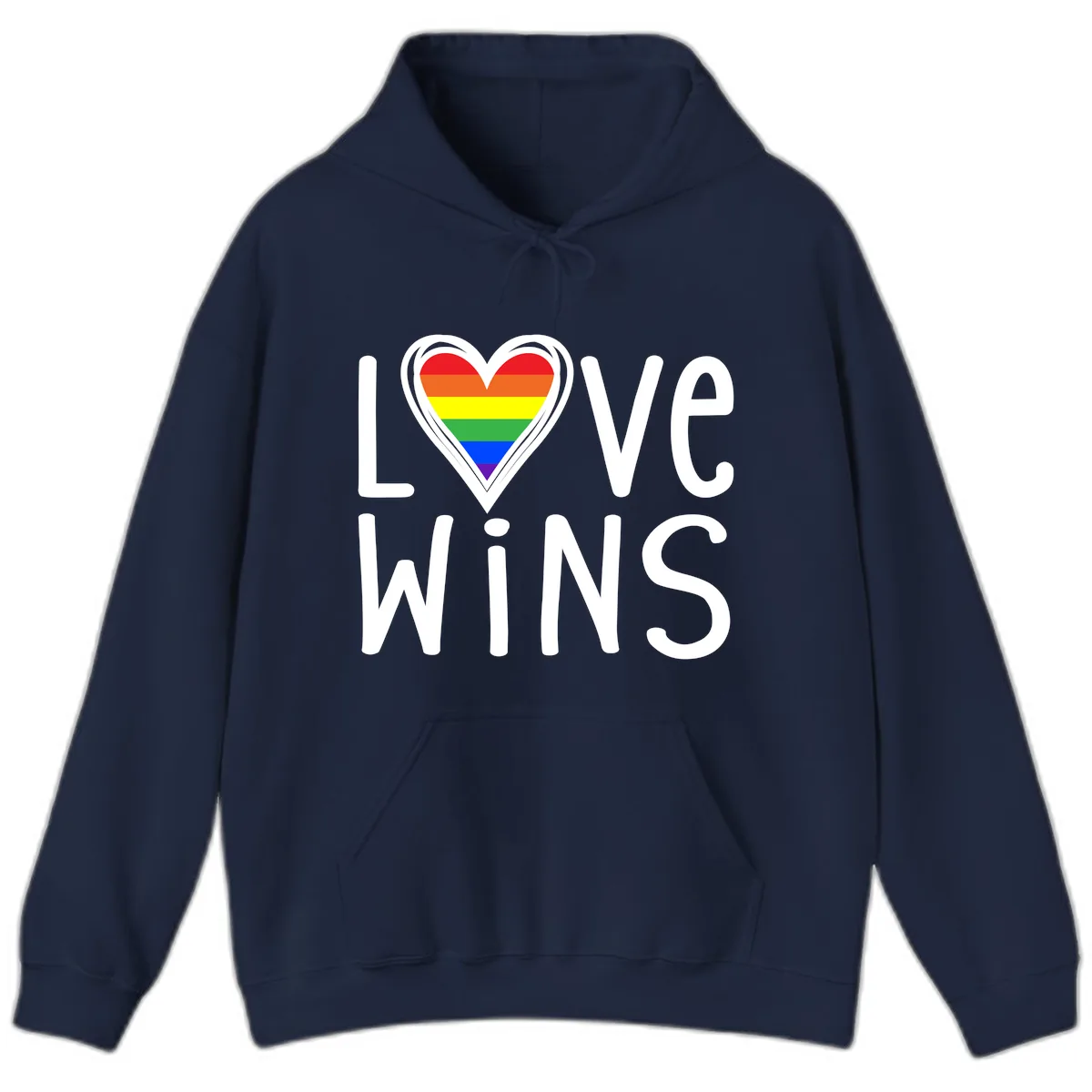 Love Wins Rainbow Heart Hoodie in Navy
