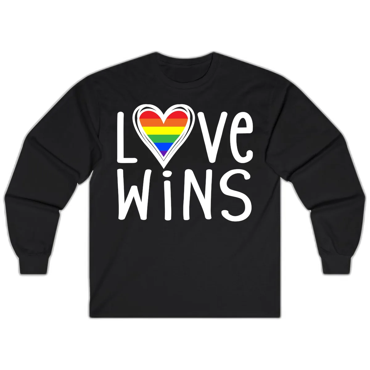 Love Wins Rainbow Heart Long Sleeve in Black