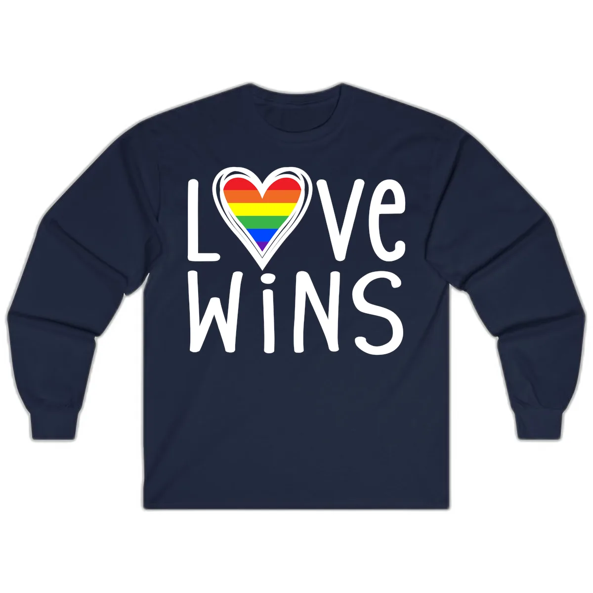 Love Wins Rainbow Heart Long Sleeve in Navy