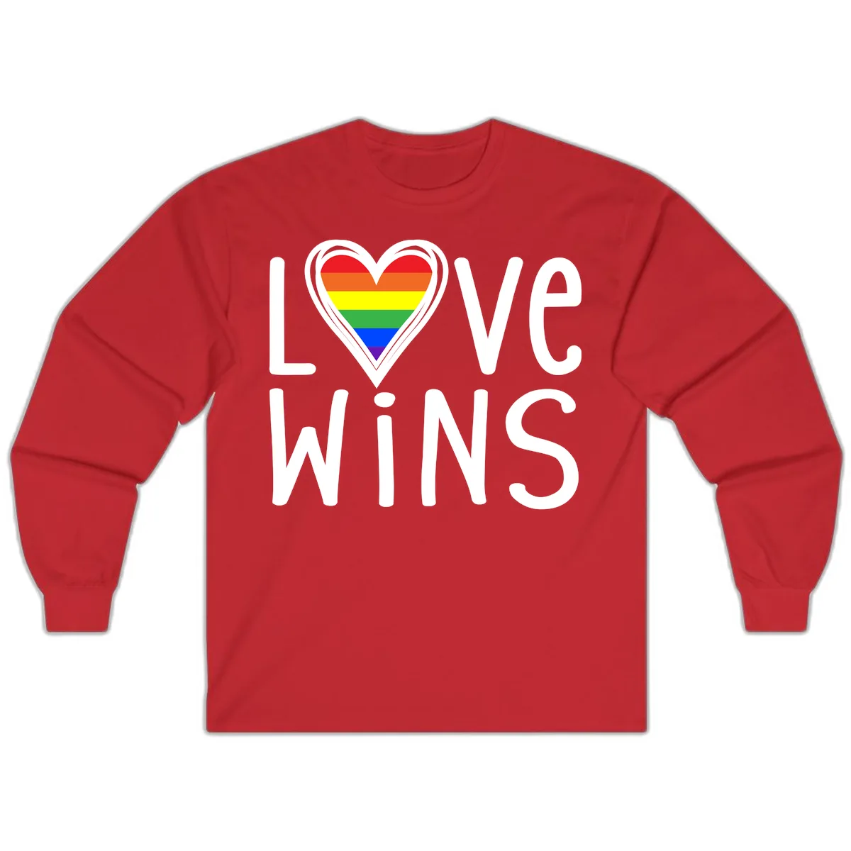 Love Wins Rainbow Heart Long Sleeve in Red