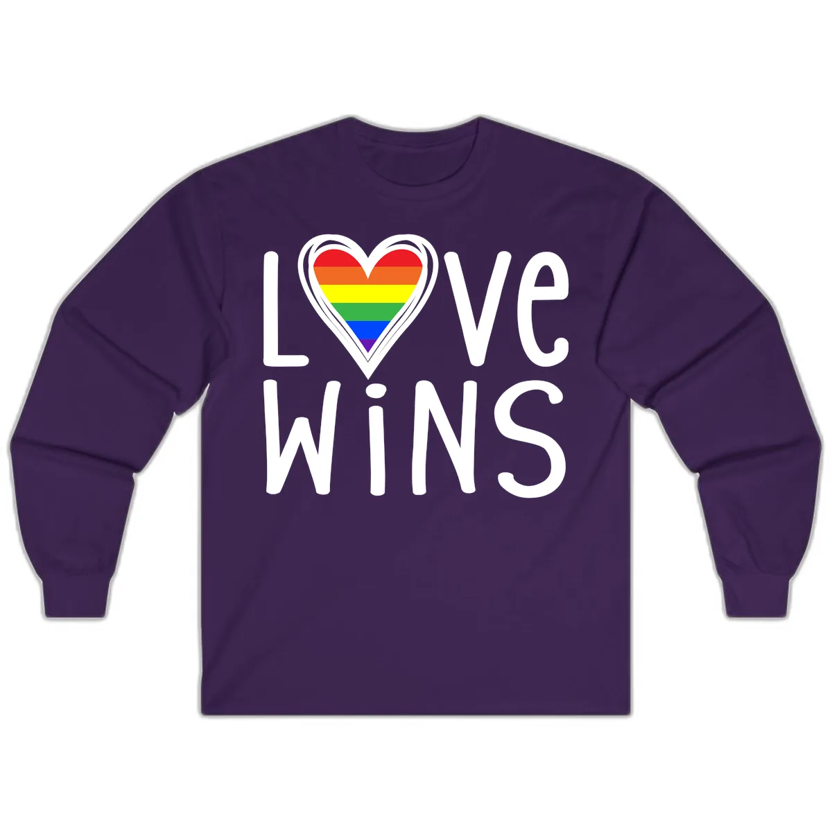 Love Wins Rainbow Heart Long Sleeve in Purple