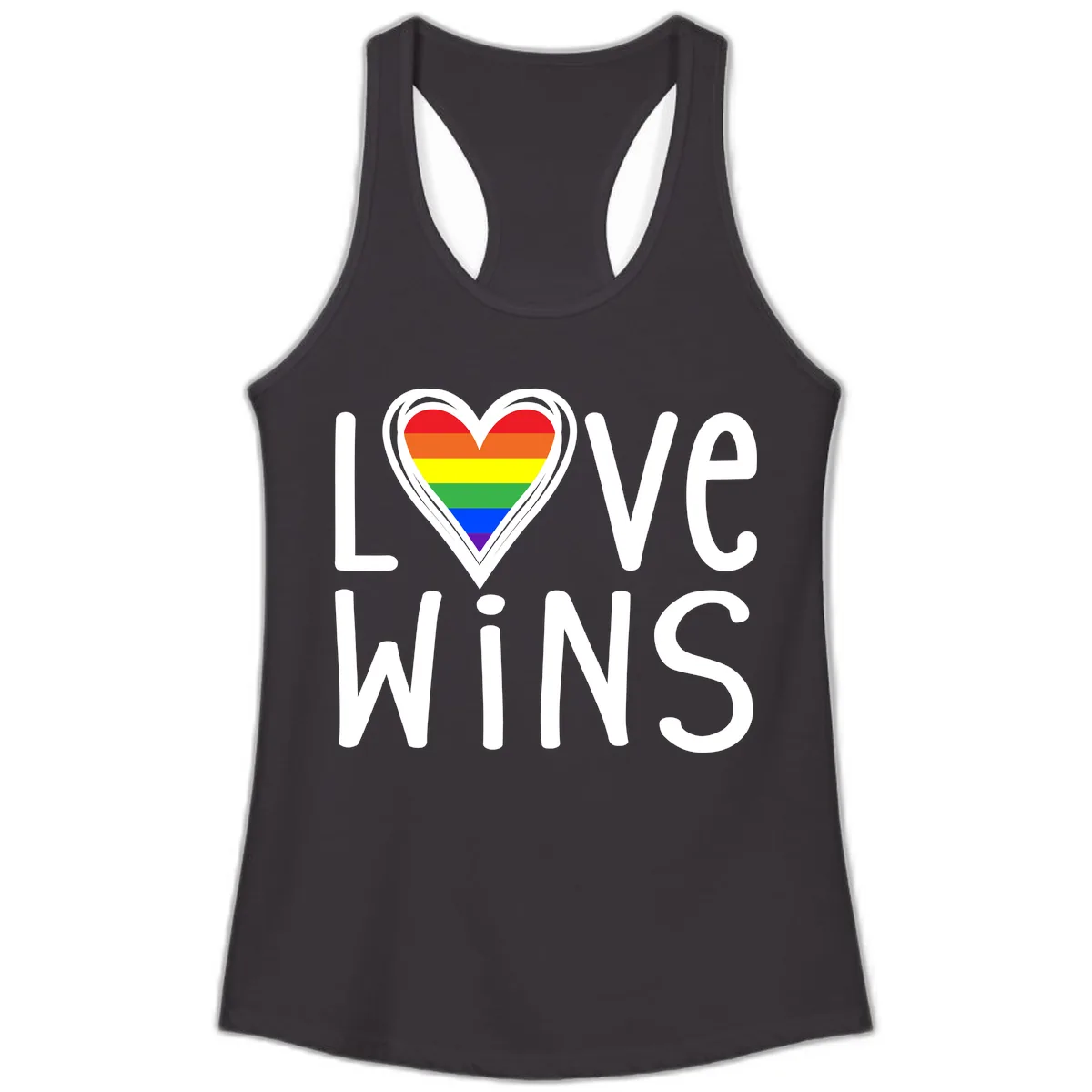 Love Wins Rainbow Heart Ladies Tank in Black
