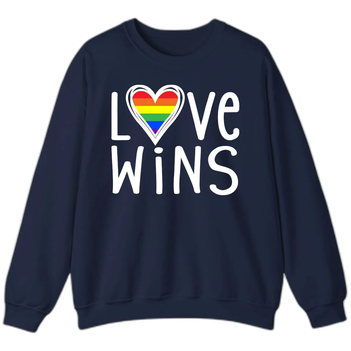Love Wins Rainbow Heart Sweatshirt in Navy