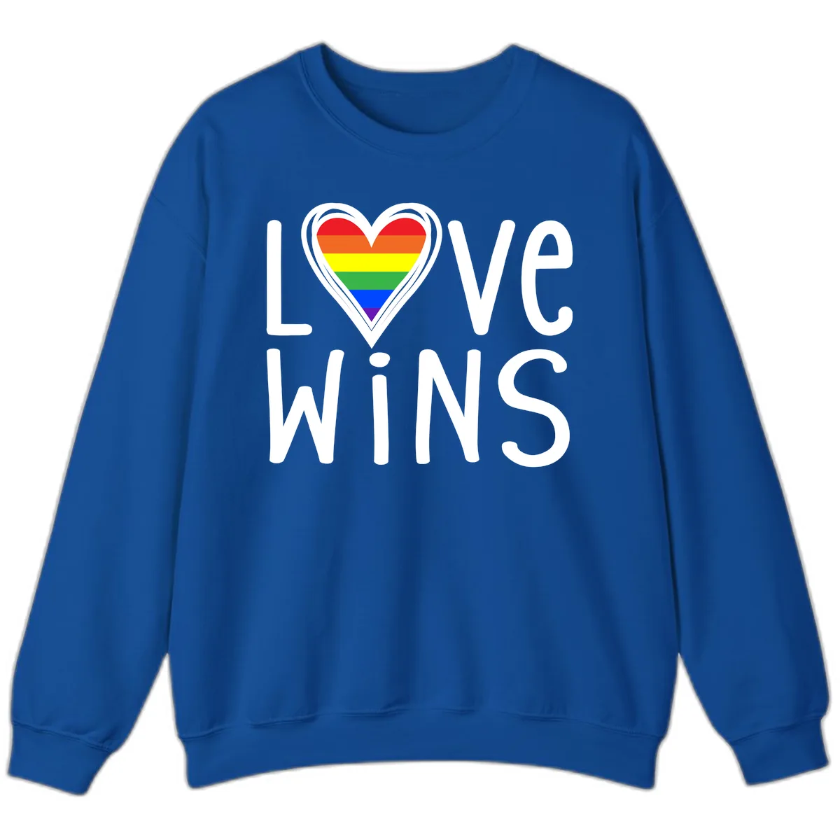 Love Wins Rainbow Heart Sweatshirt in Royal