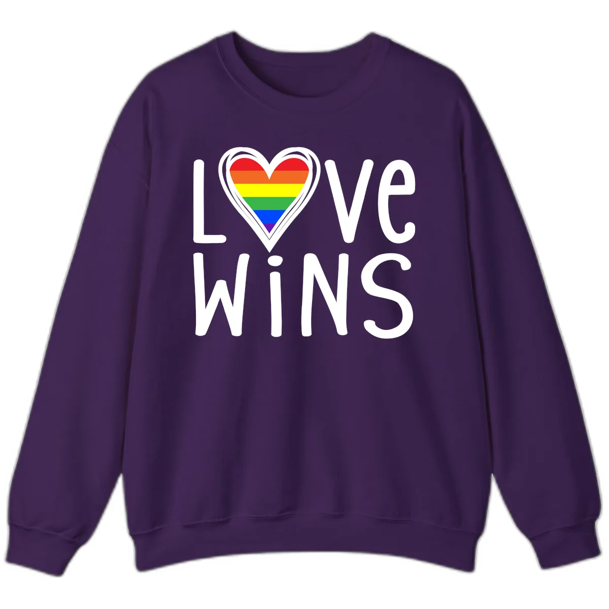 Love Wins Rainbow Heart Sweatshirt in Purple