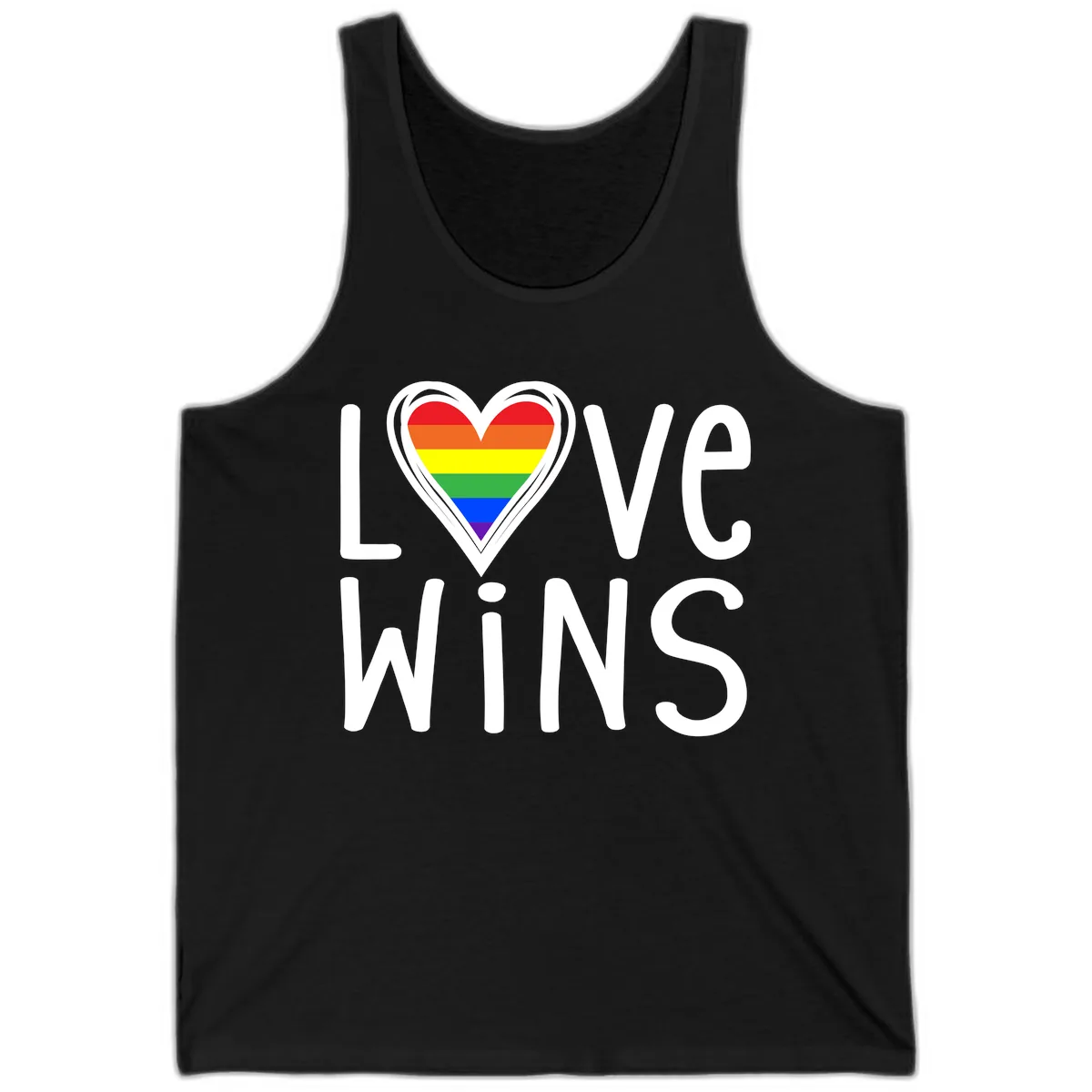 Love Wins Rainbow Heart Tank in Black