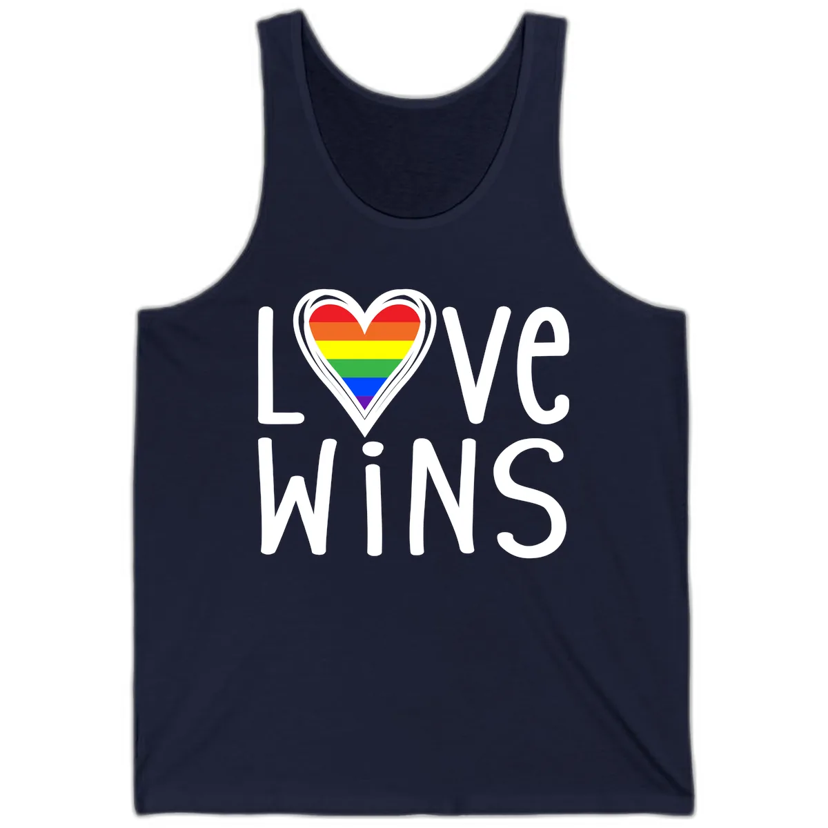 Love Wins Rainbow Heart Tank in Navy