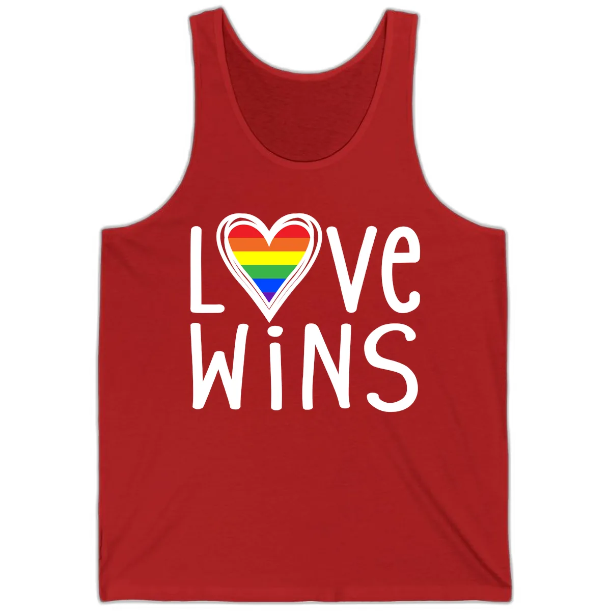 Love Wins Rainbow Heart Tank in Red
