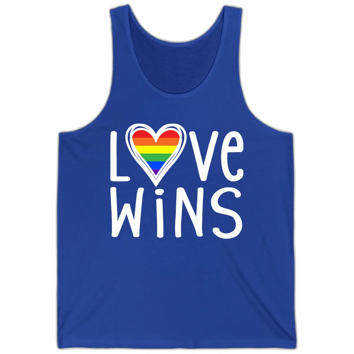 Love Wins Rainbow Heart Tank in True Royal