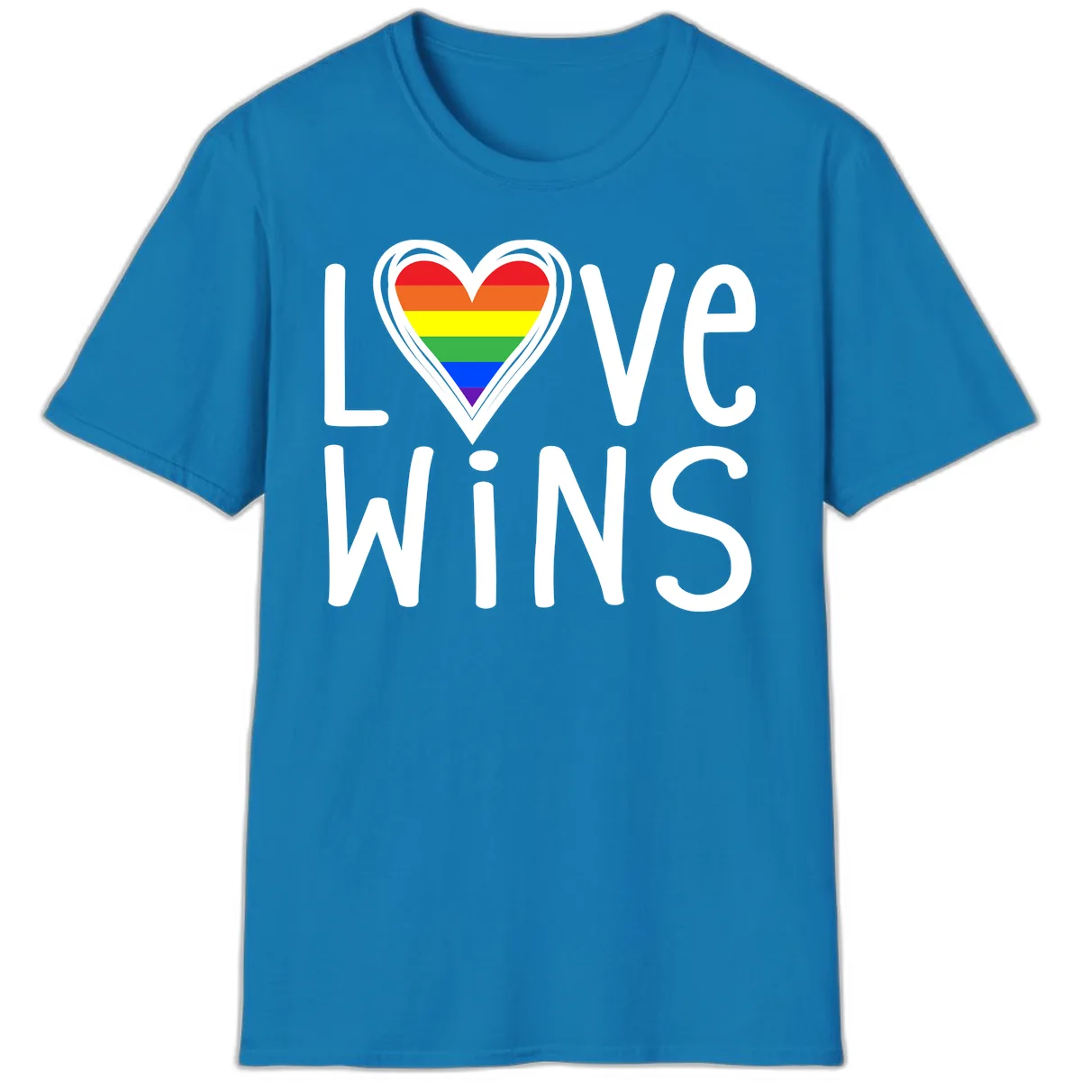 Love Wins Rainbow Heart T-Shirt in Sapphire