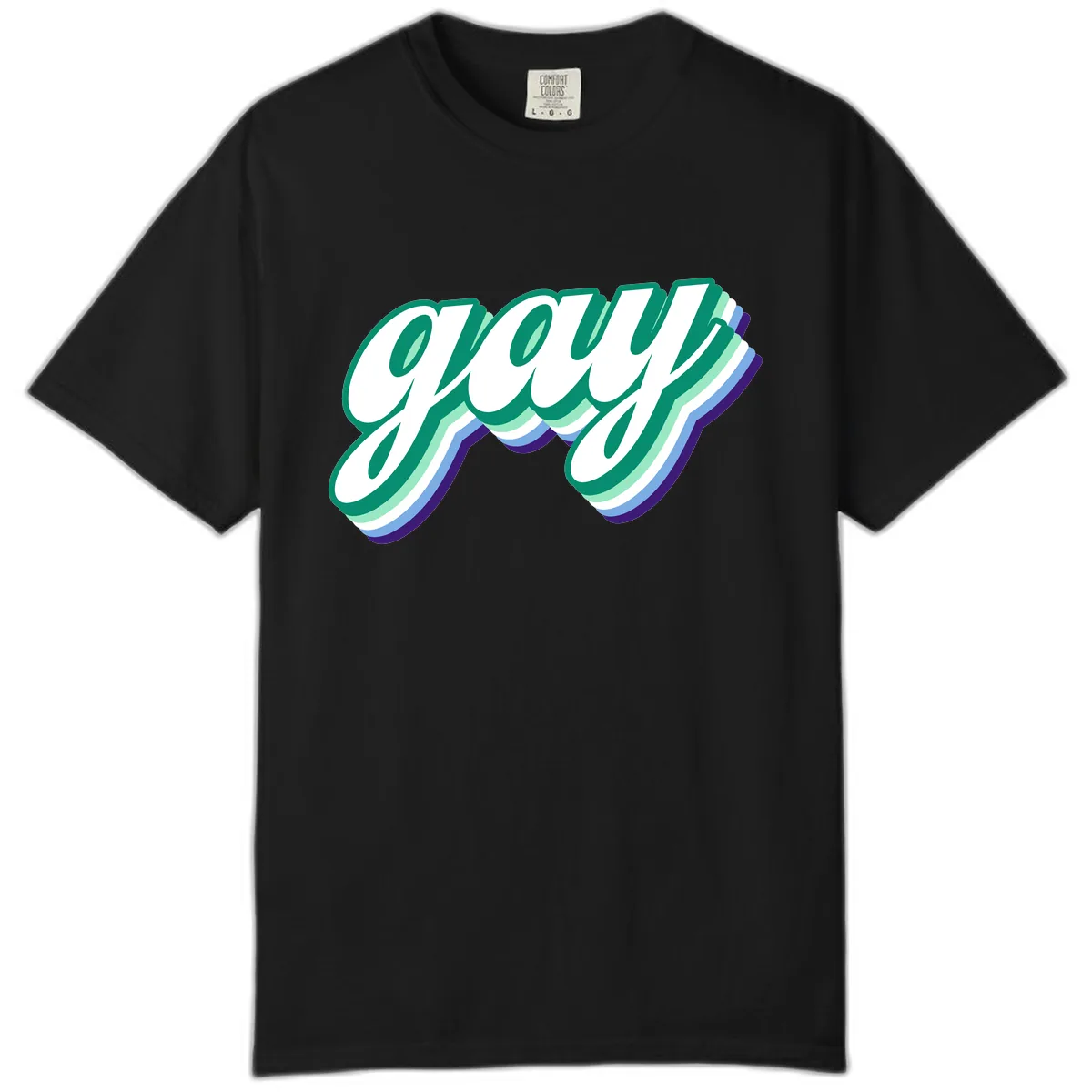 Gay Pride Layered Script Comfort Color in Black