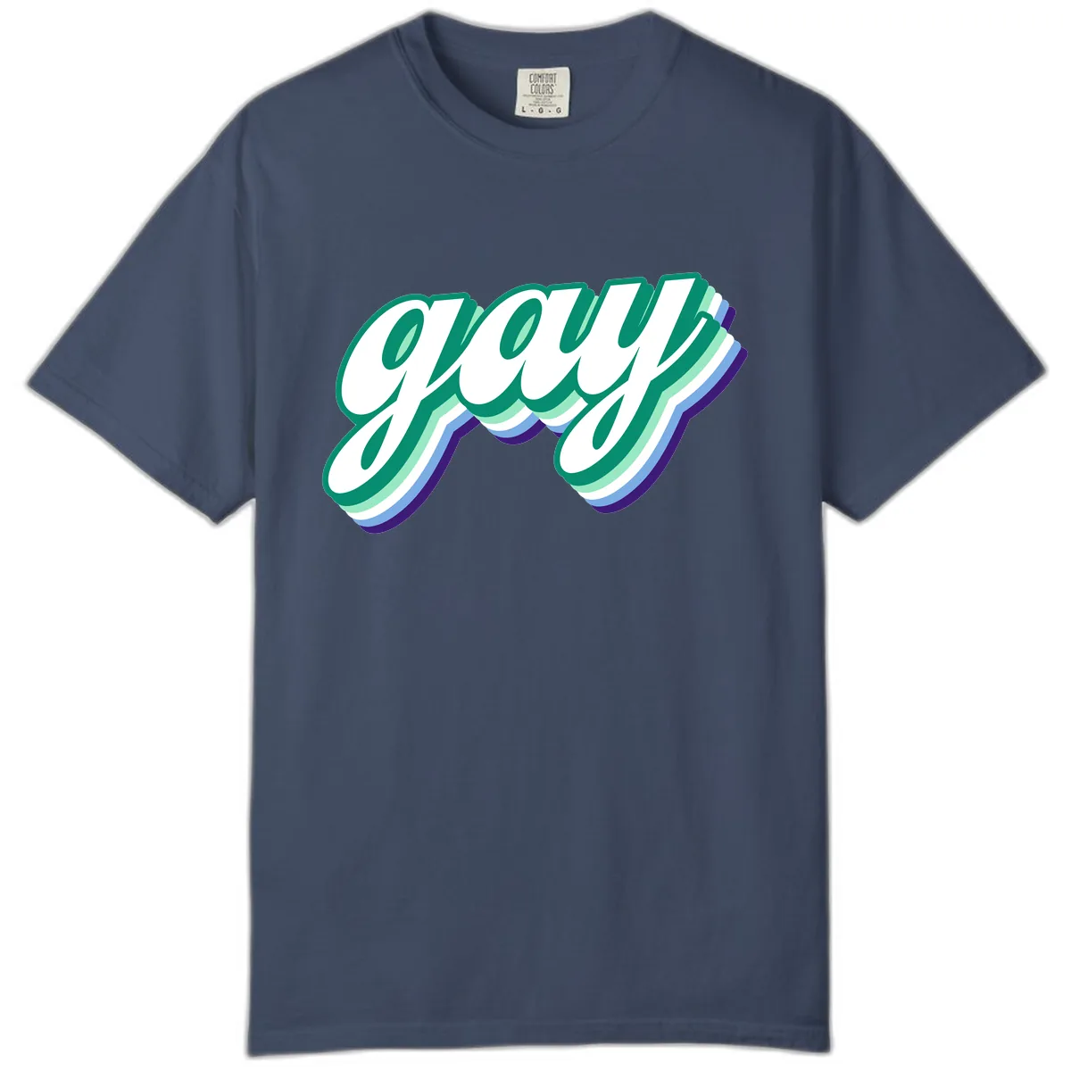Gay Pride Layered Script Comfort Color in Midnight