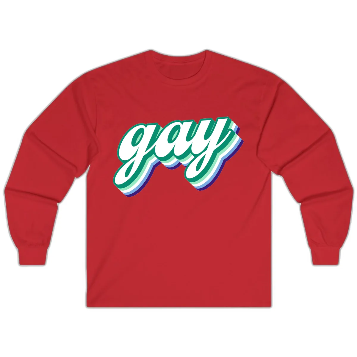Gay Pride Layered Script Long Sleeve in Red