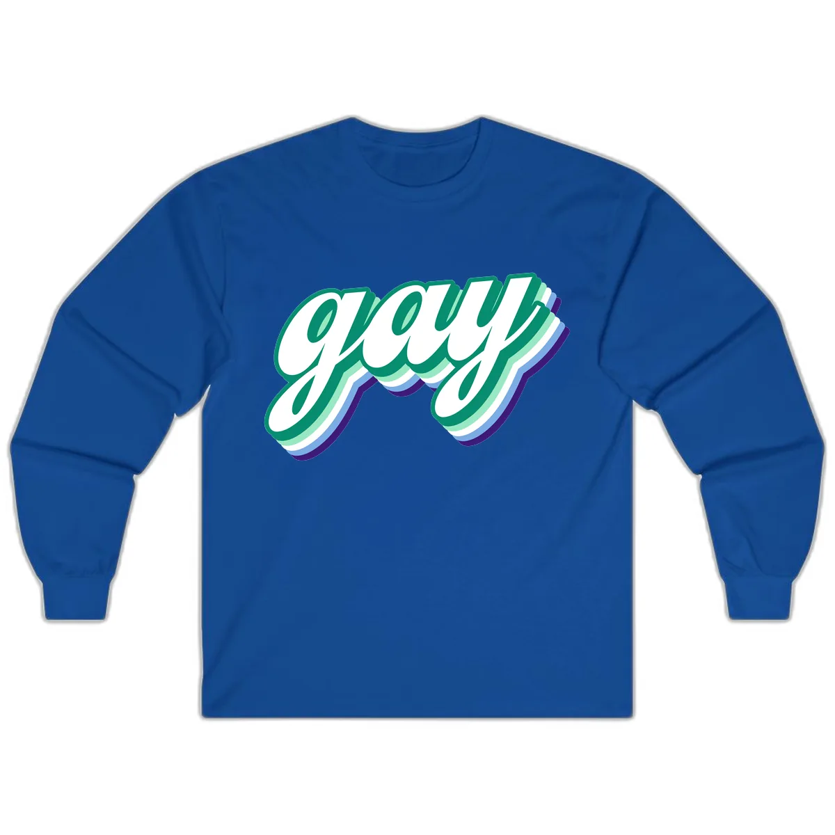 Gay Pride Layered Script Long Sleeve in Royal