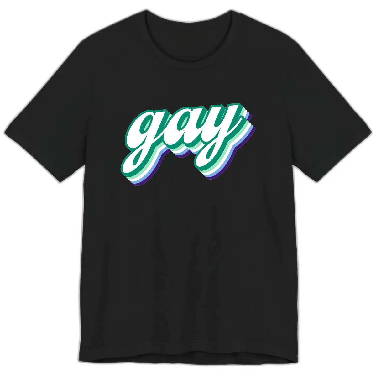 Gay Pride Layered Script Premium T-Shirt in Black
