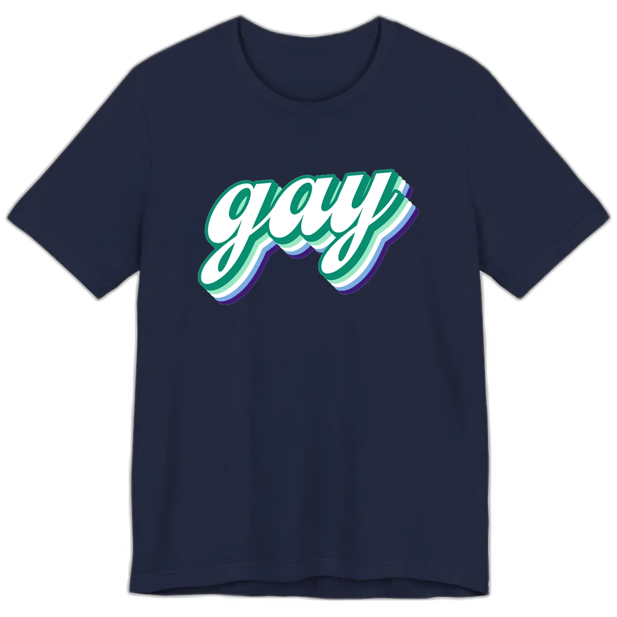 Gay Pride Layered Script Premium T-Shirt in Navy