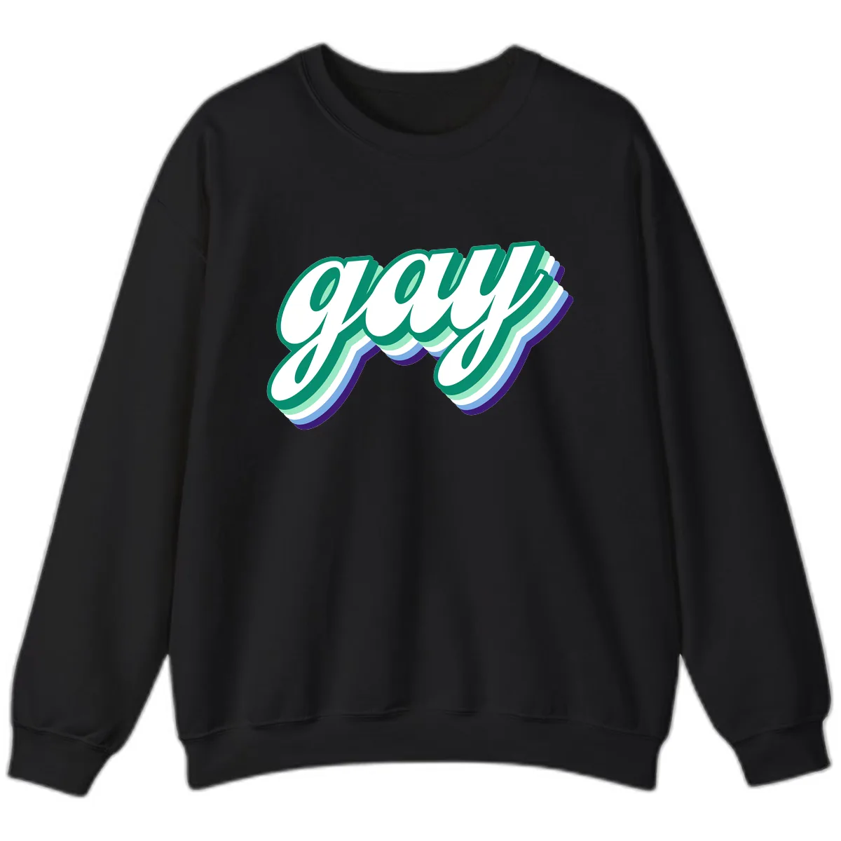 Gay Pride Layered Script Sweatshirt in Black