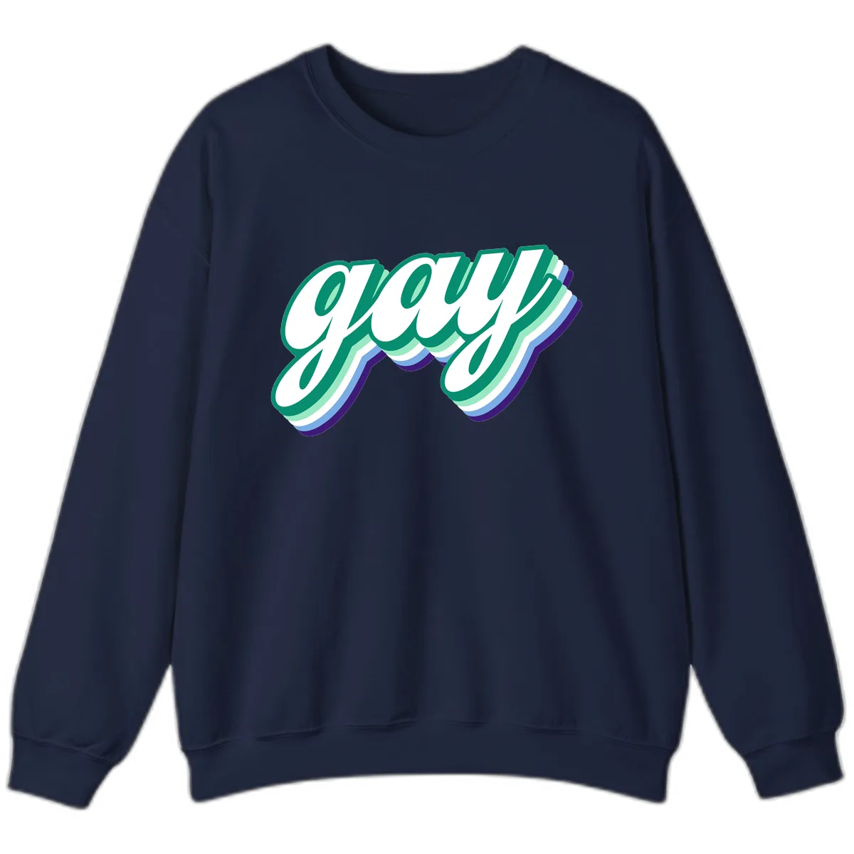 Gay Pride Layered Script Sweatshirt in Navy