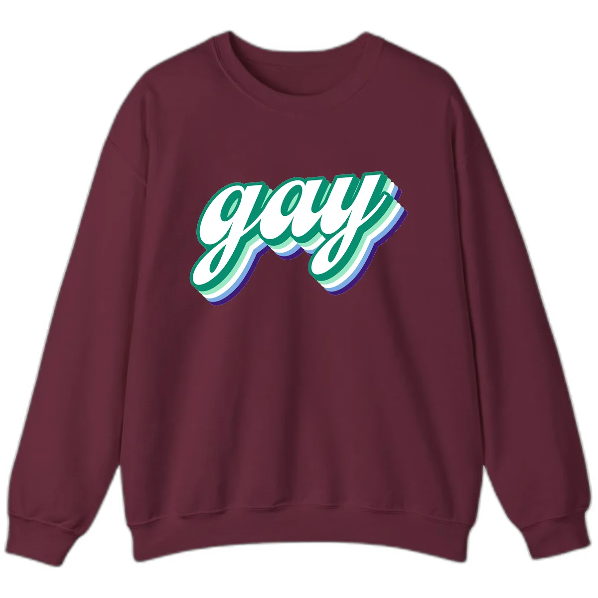 Gay Pride Layered Script Sweatshirt in Maroon
