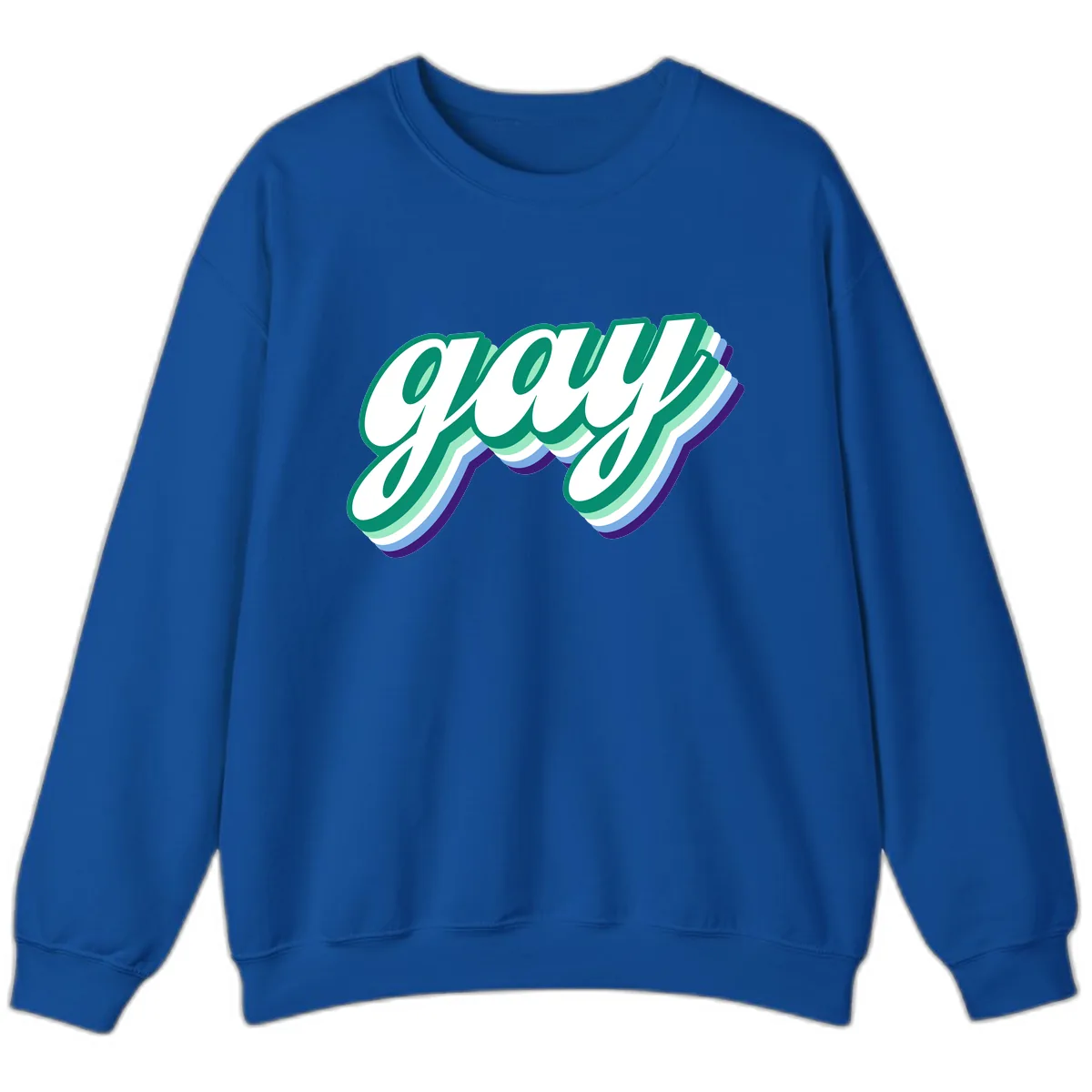 Gay Pride Layered Script Sweatshirt in Royal