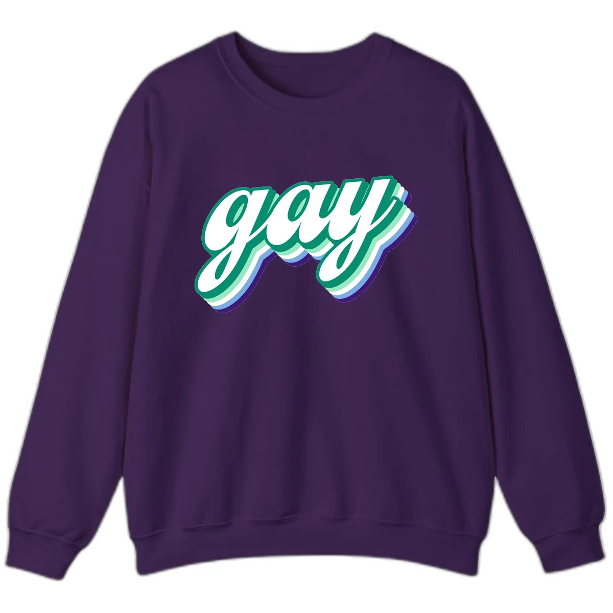 Gay Pride Layered Script Sweatshirt in Purple