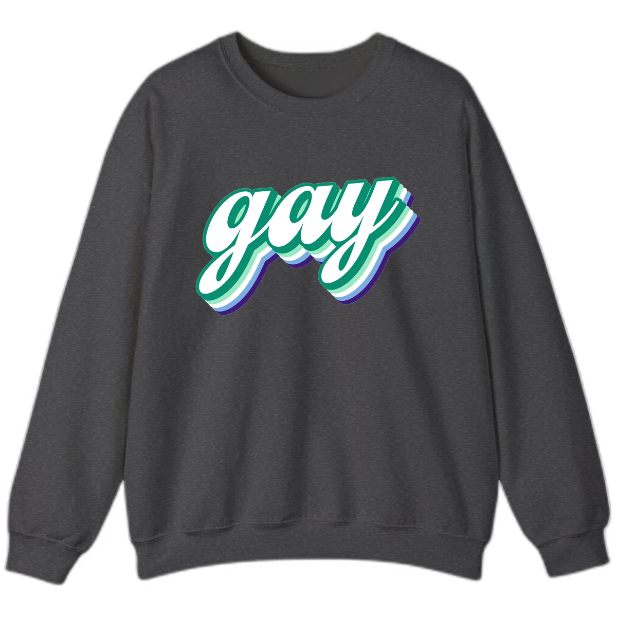 Gay Pride Layered Script Sweatshirt in Dark Heather