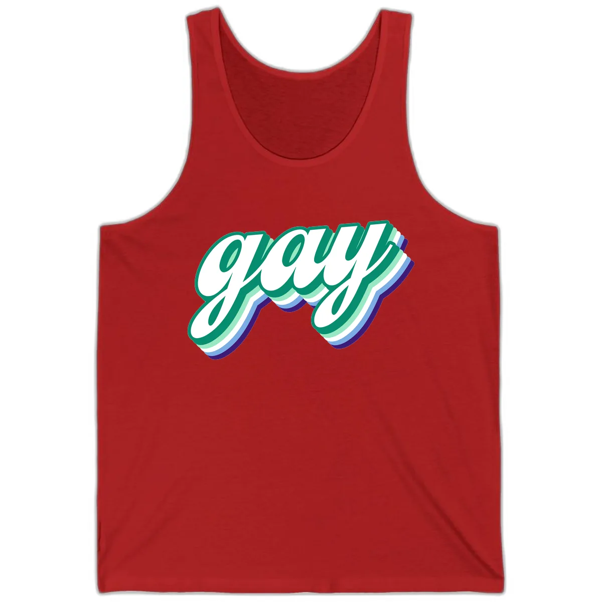 Gay Pride Layered Script Tank in Red