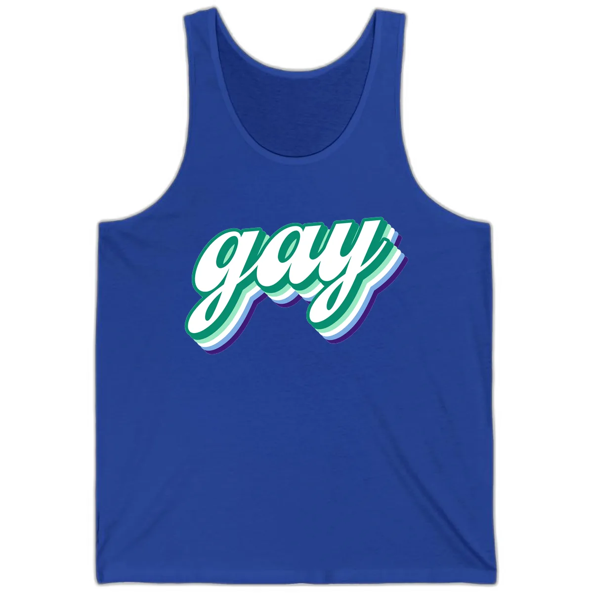 Gay Pride Layered Script Tank in True Royal