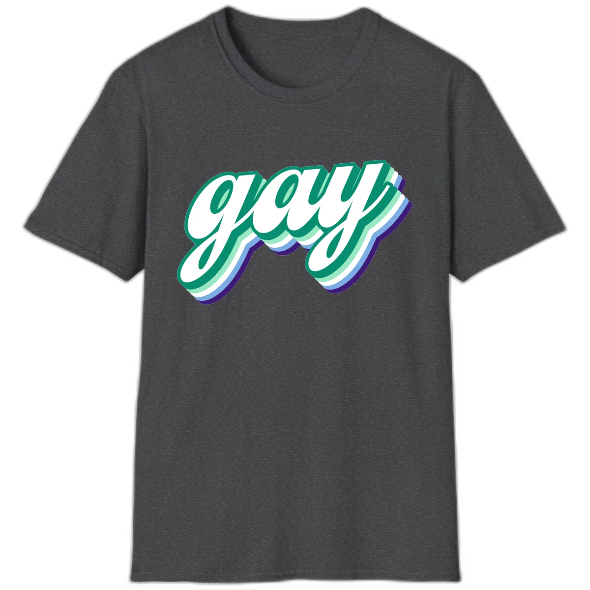 Gay Pride Layered Script T-Shirt in Dark Heather