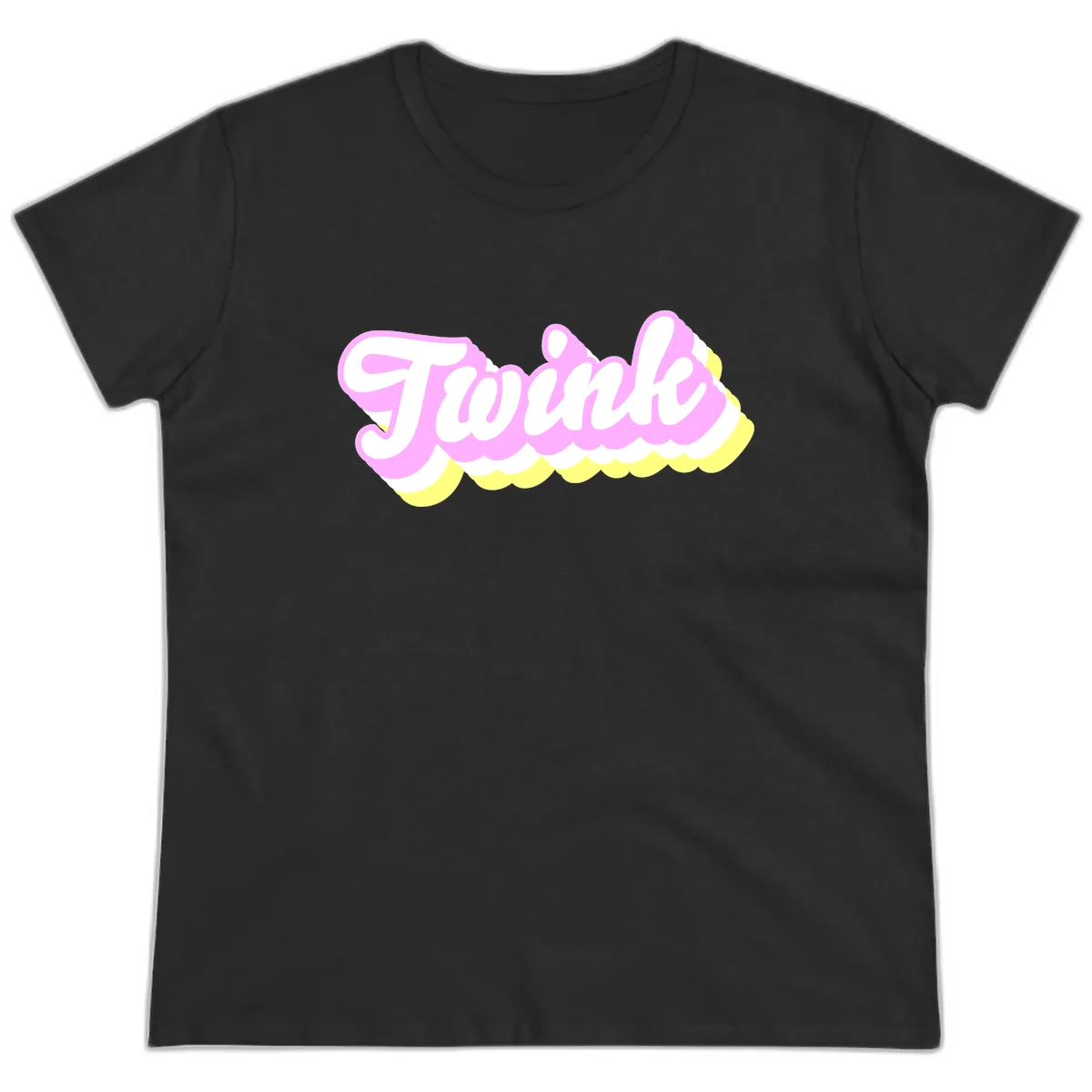 Frosted Pink Ice Cream Treat Ladies Tee in Black
