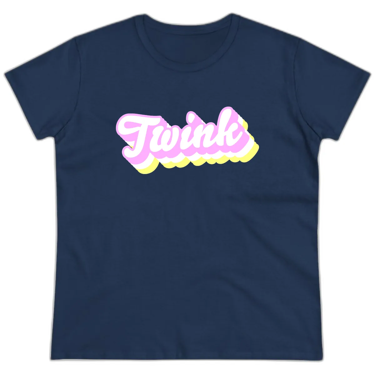 Frosted Pink Ice Cream Treat Ladies Tee in Navy