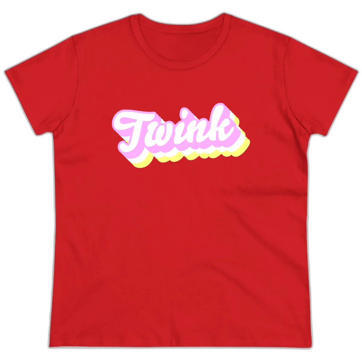 Frosted Pink Ice Cream Treat Ladies Tee in Red