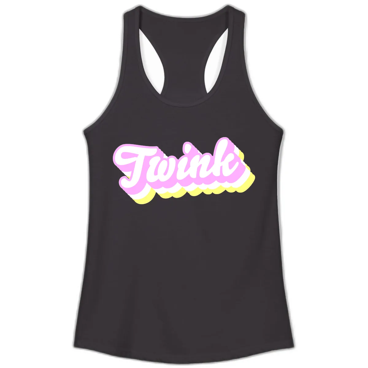 Frosted Pink Ice Cream Treat Ladies Tank in Black
