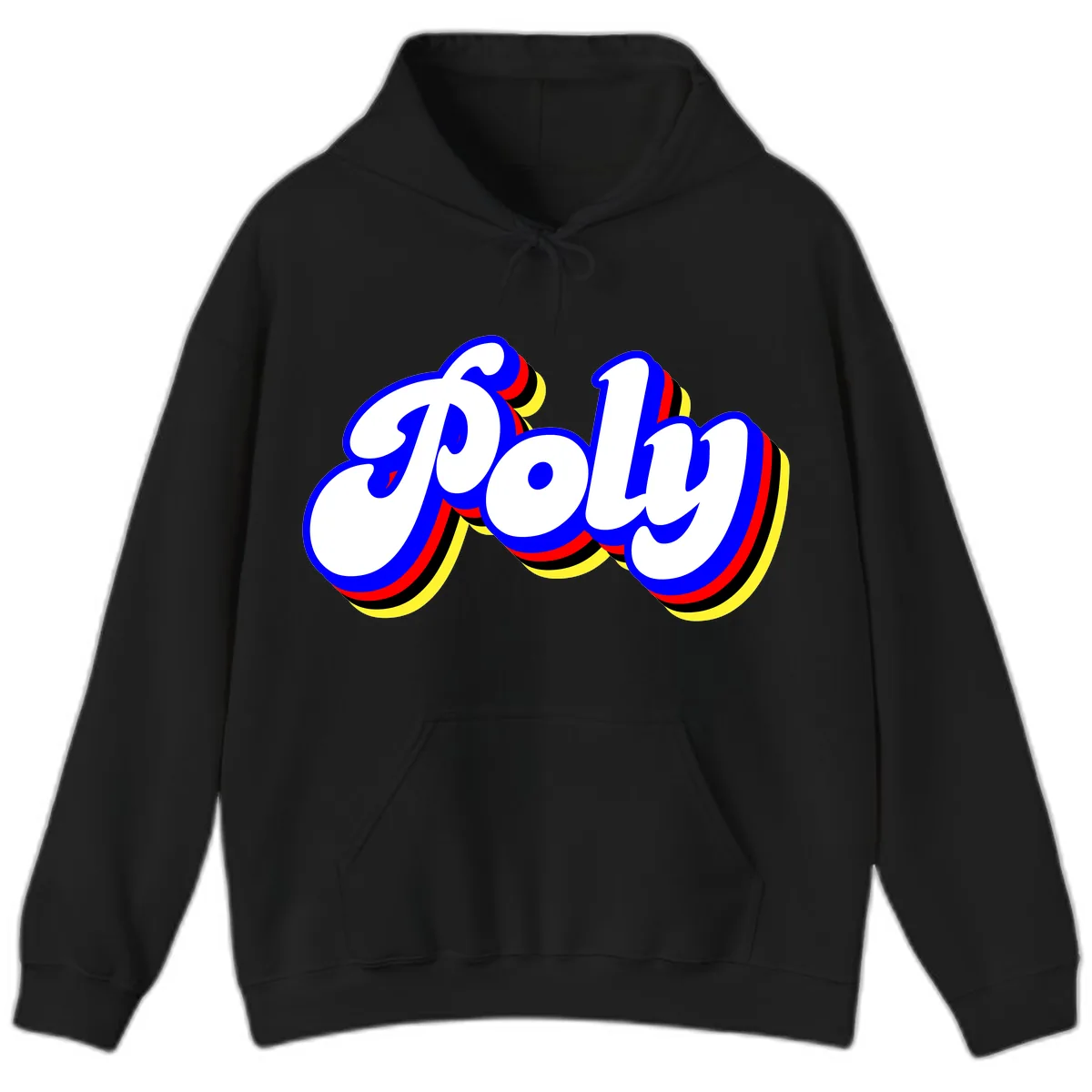 Pop Retro Typography Design Hoodie in Black