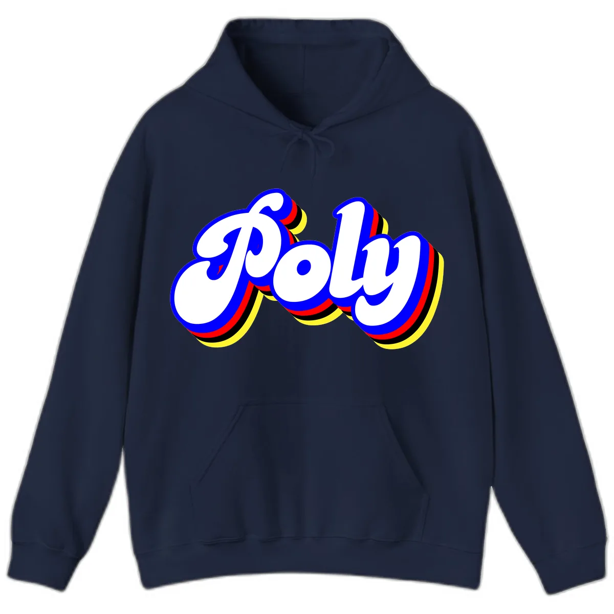 Pop Retro Typography Design Hoodie in Navy